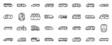 Fototapeta  - High-speed transportation icons set outline vector. Speed train. Business ecology