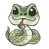 Fototapeta Dinusie - Vector Illustration of Cartoon Green Snake