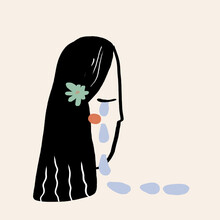 Vector Image Of Woman Head With Tears