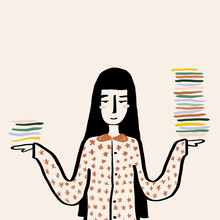 Vector Image Of Woman With Books