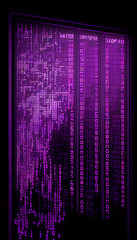 Wall Mural - Digital binary code matrix purple background