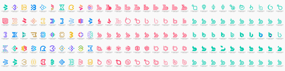 abstract letter B logo icon set. design for business of luxury, elegant, simple.