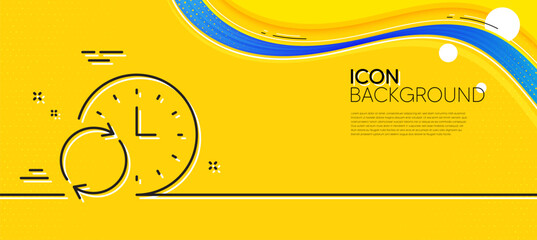 Time line icon. Abstract yellow background. Update clock or Deadline symbol. Time management sign. Minimal update Time line icon. Wave banner concept. Vector