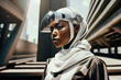© ADDICTIVE STOCK - AI generated picture of stylish Muslim woman in VR headset on street