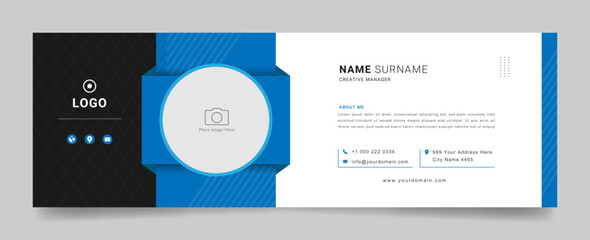 Wall Mural - business email signature with an author photo place modern and stylish layout with white black backg