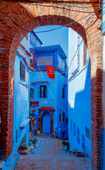 Chefchaouen, blue city painted houses in Morocco