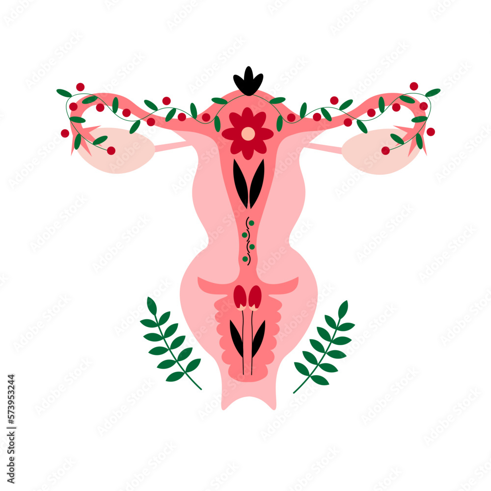 Beautiful female reproductive system in flower petals. Women's ...