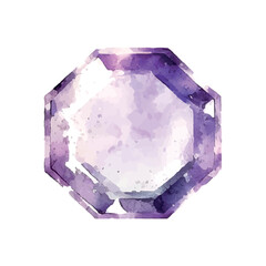 Canvas Print - Vector pink purple diamond crystal. Watercolor illustration.