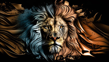 luxury beautifull lion abstract. digital ai illustrations