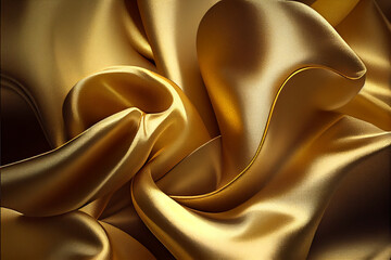 Gold color silk satin fabric
