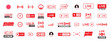 Live streaming vector icons. Collection of live stream logo. Live streaming set red icons.