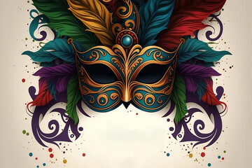 Wall Mural - Poster with masquerade mask for mardi gras stock illustration Mardi Gras, Mask - Disguise, Carnival - Celebration Event, Costume, Flyer - Leaflet