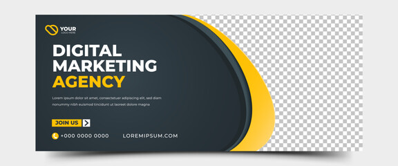Wall Mural - Modern digital marketing agency horizontal banner template