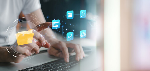 ..cloud technology and data storage concept, concept of exchange information and data with internet 