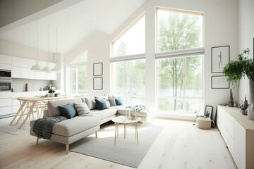 Modern interior. scandinavian style, Generative AI