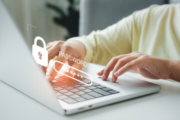 Wall Mural - Devices password protection to verify user before connect to internet. Password verification concept