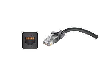 Ethernet port and cable. vector