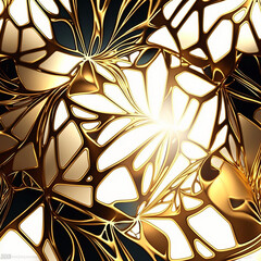 Seamless pattern with abstract golden ornament