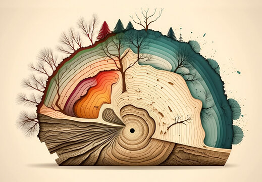 abstract infographic illustration of tree age rings