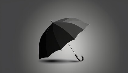 Wall Mural -  a black and white umbrella on a gray background with a shadow on the ground and a shadow on the ground below it, and a shadow on the ground.  generative ai