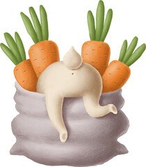 Aufkleber - Bunny in the basket with carrots