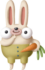 Aufkleber - Cute bunny in pants with carrot