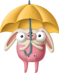 Aufkleber - funny cartoon bunny character with umbrella