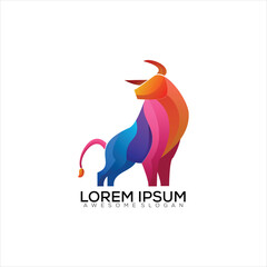 Wall Mural - bull logo design gradient color