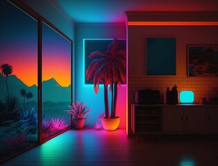 Virtual World: Colorful Neon Realism