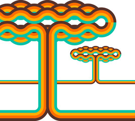 Aufkleber - Abstract retro background, digital lines and circles, design70s, vector.