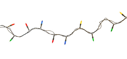 Wall Mural - string of christmas lights isolated on white background with clipping path