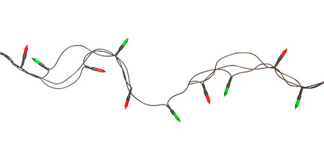 Wall Mural - string of christmas lights isolated on white background with clipping path