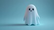 © Karrrtinki - Small cute adorable ghost on gradient background. Copy space. 16:9 aspect ratio