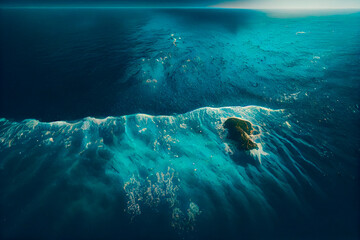 Wall Mural - Aerial view of blue tropical sea. Generative ai