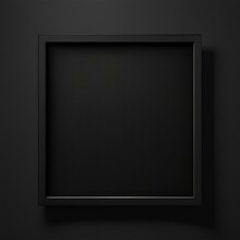 Simple Minimal Black Frame On Black Background, Empty Picture Frame For Mockup, Generative Ai, Blank Poster On Wall
