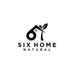 Wall Mural - Six Home Natural Logo Design Vector