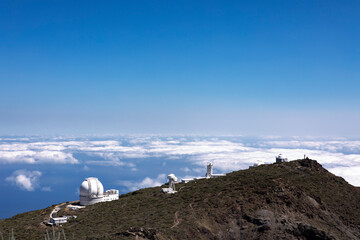 Landscape aerial view astronomic observatory in La Palma, Canary Island.