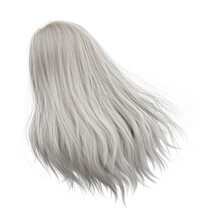 3d Rendering Straight Hair Isolated Silver Gray White