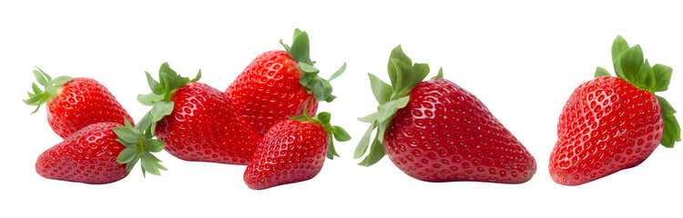 Strawberries with strawberry leaf on white background