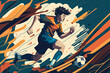 Soccer Star in the Making Illustration of a young soccer player practicing dribbling skills, generative ai
