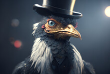 Fancy Chicken Rooster In A Top Hat, Generative Ai