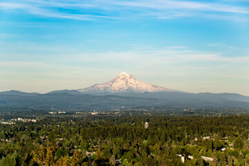 Sticker - Mt. Hood and Landscape Panorama at Colorful Sunset From Rocky Butte in Portland, OR