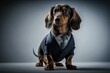 Portrait of a Dachshund dog dressed in a formal business suit, generative ai	