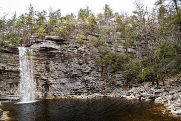 Poster - A view of a waterfall in the forest 