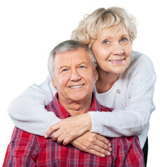 Wall Mural - Close-up portrait of an elderly couple  on background