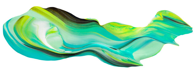 Green yellow Abstract Paint Stroke Fluid Liquid isolate