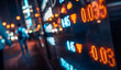© Johanna - Financial stock exchange market display screen board on the street with and city light reflections, selective focus