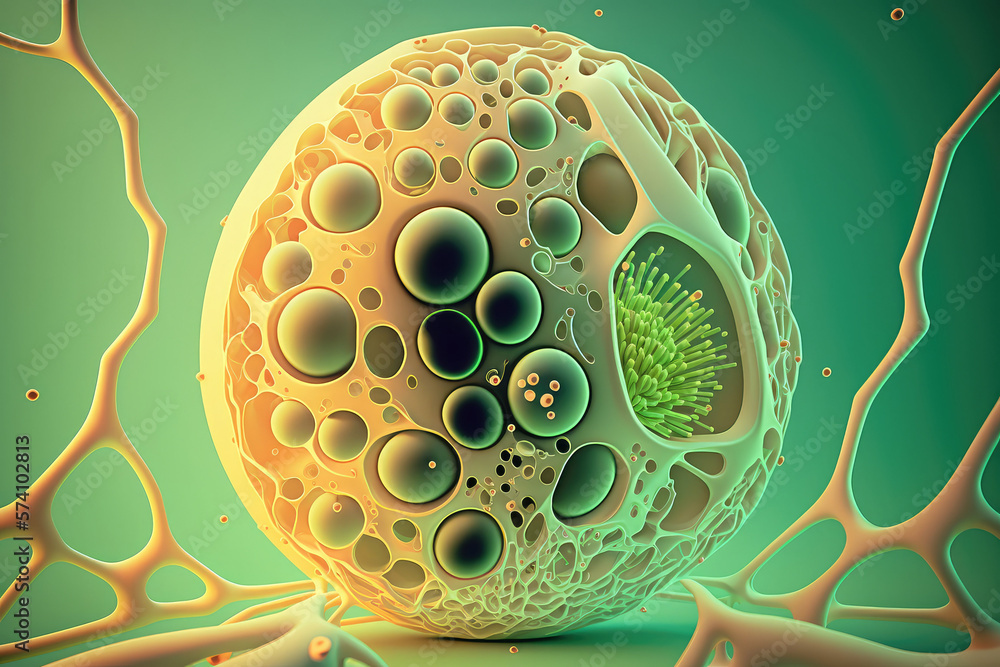 3d Cell Vector 3d imaginative illustration of a human cell on green background Stock ...