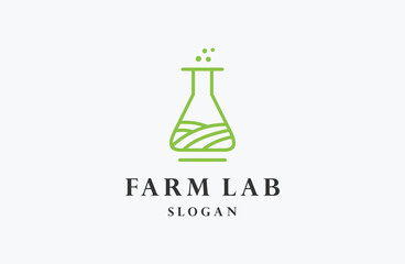 Canvas Print - Nature farm lab logo design. Green leaves of line art icon .