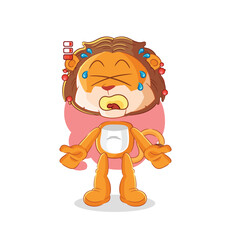 Sticker - lion low battery mascot. cartoon vector